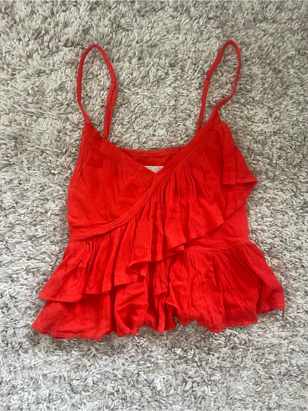 Bright Red Ruffled Tank Top - Picture 4 of 5
